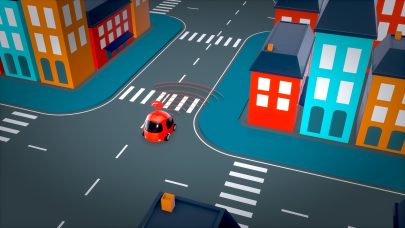 crossroad with a car transmitting a signal