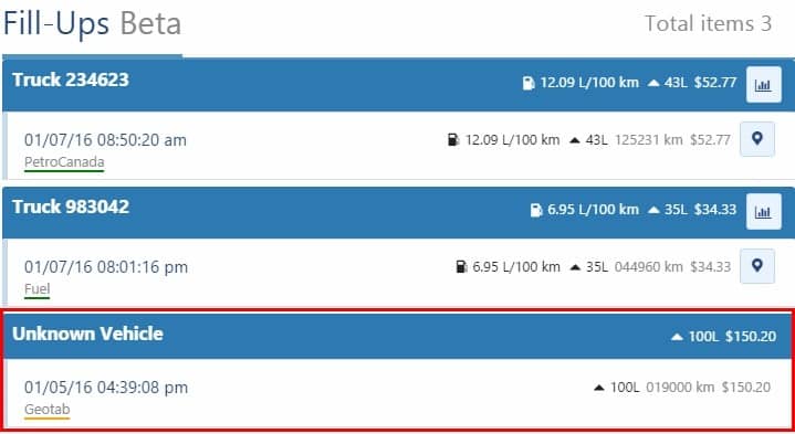 mygeotab unmatched fuel transaction