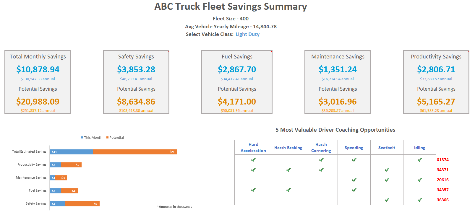 fleet savings summary