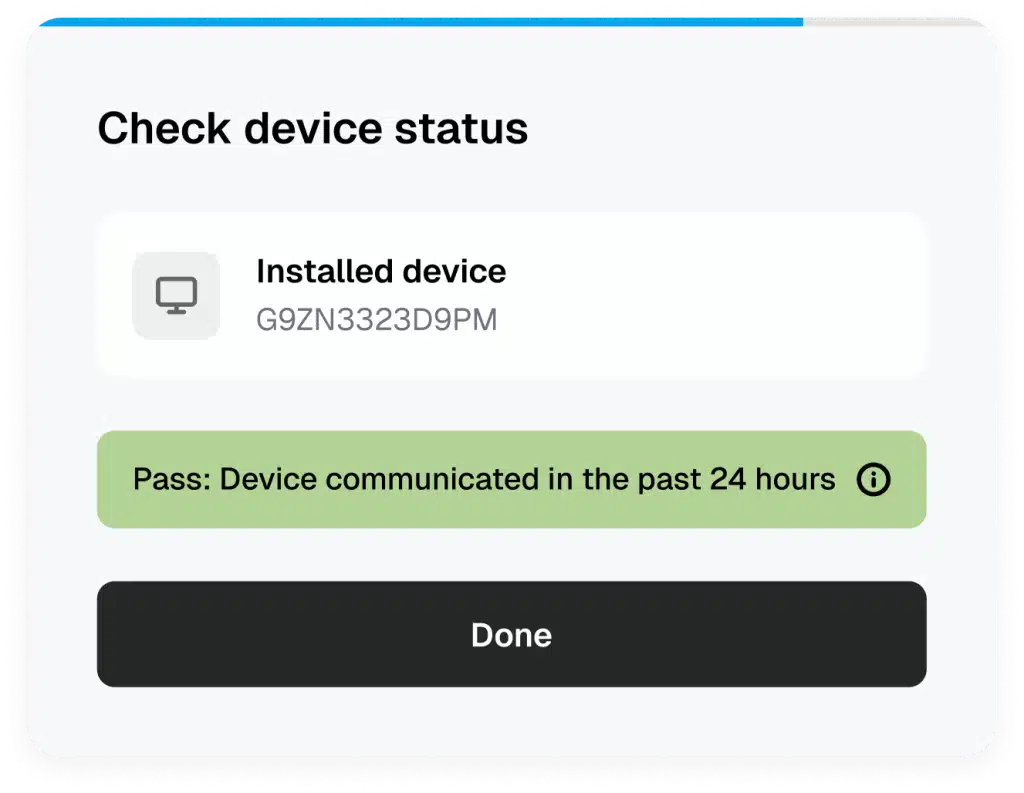 Verify three solid LEDs and confirm at installmygps.com