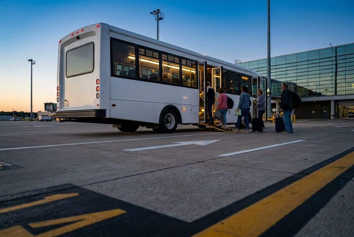 Airport operations scene: Shuttle operators