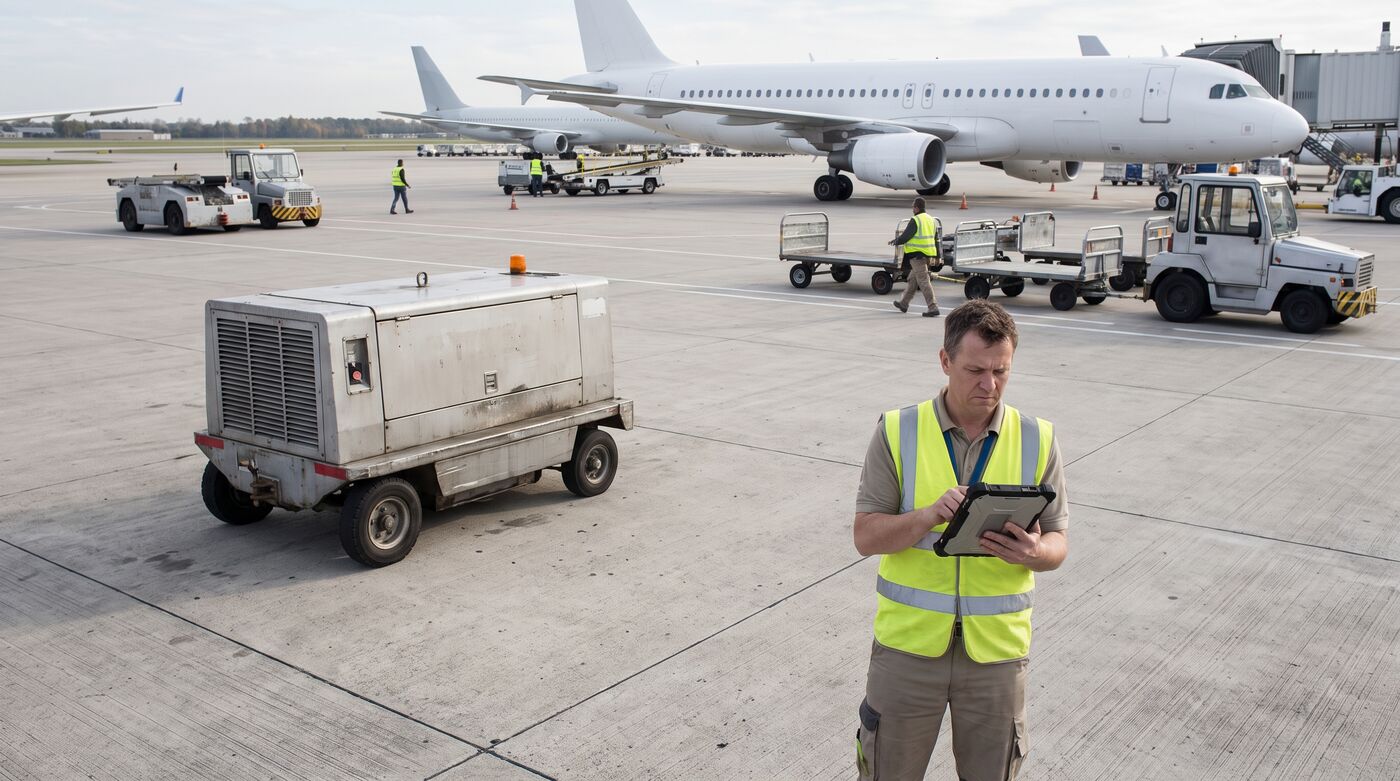Airside ground operations scene illustrating: Equipment goes missing